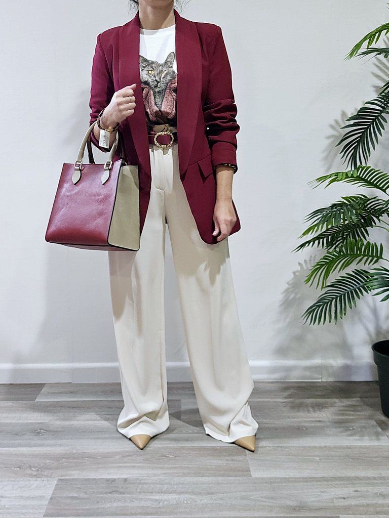 Blazer Burdeos Print