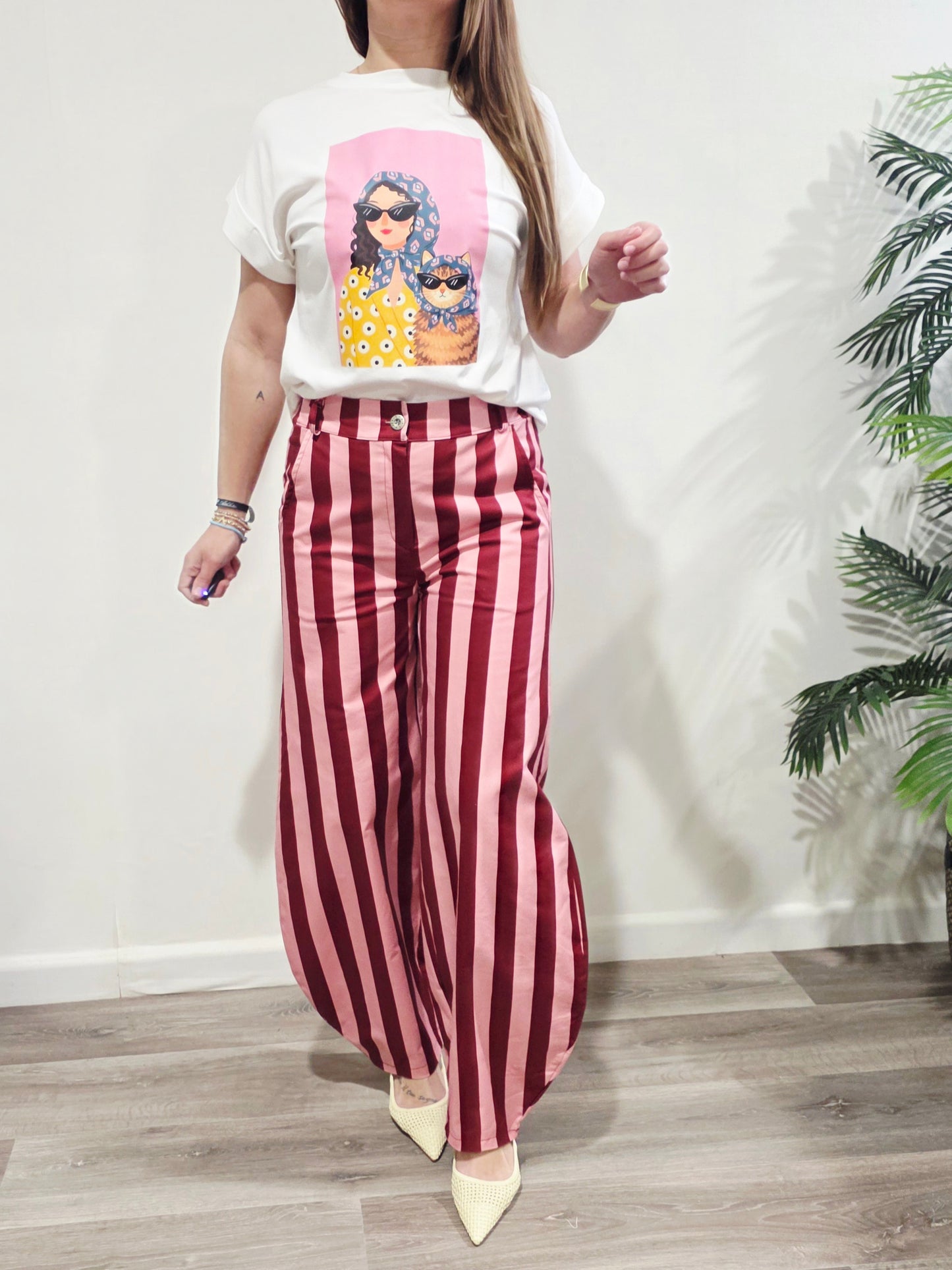 Pantalón Rayas Fucsia
