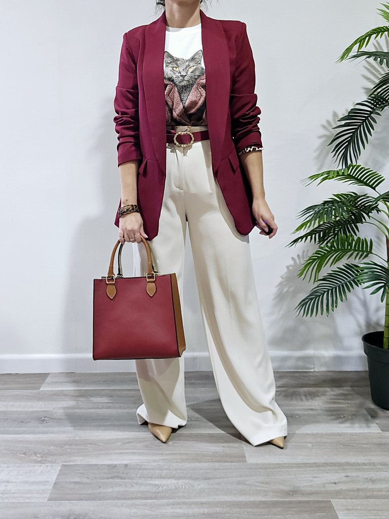 Blazer Burdeos Print