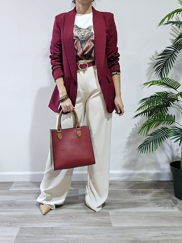 Blazer Burdeos Print