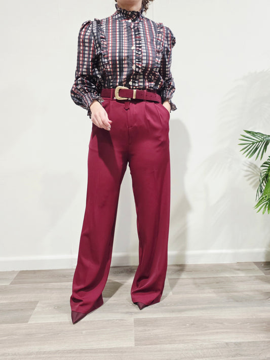 Pantalón Wide Fit Burdeos