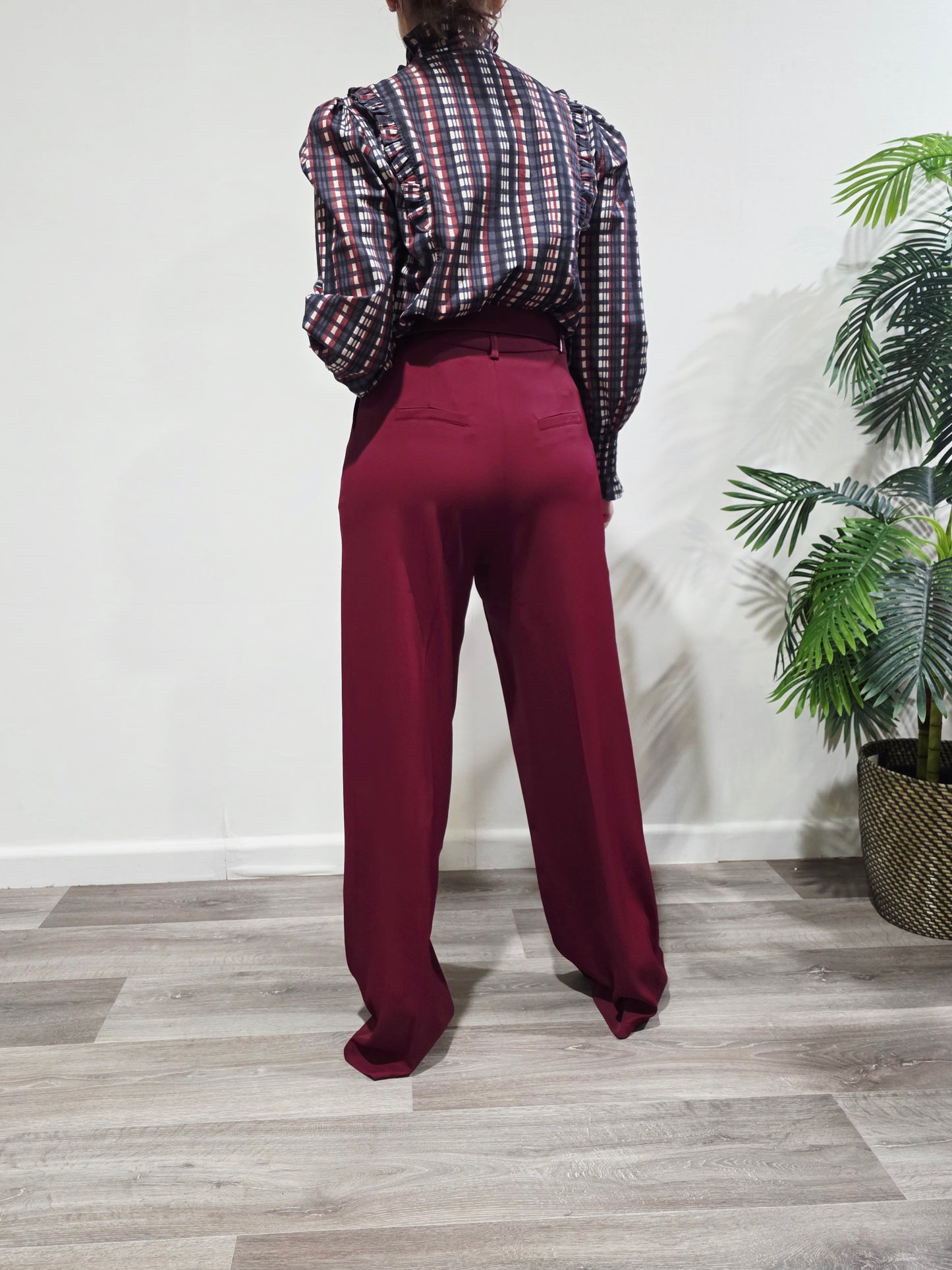 Pantalón Wide Fit Burdeos