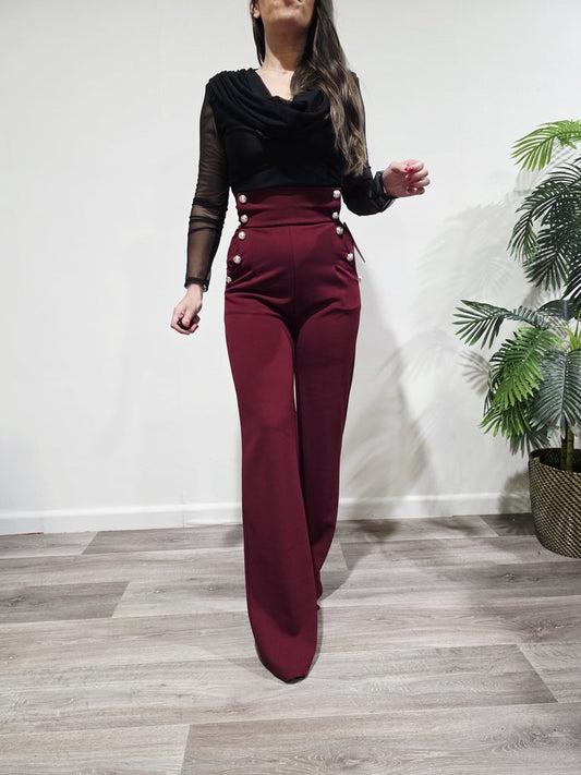 Pantalón Botonadura Burdeos