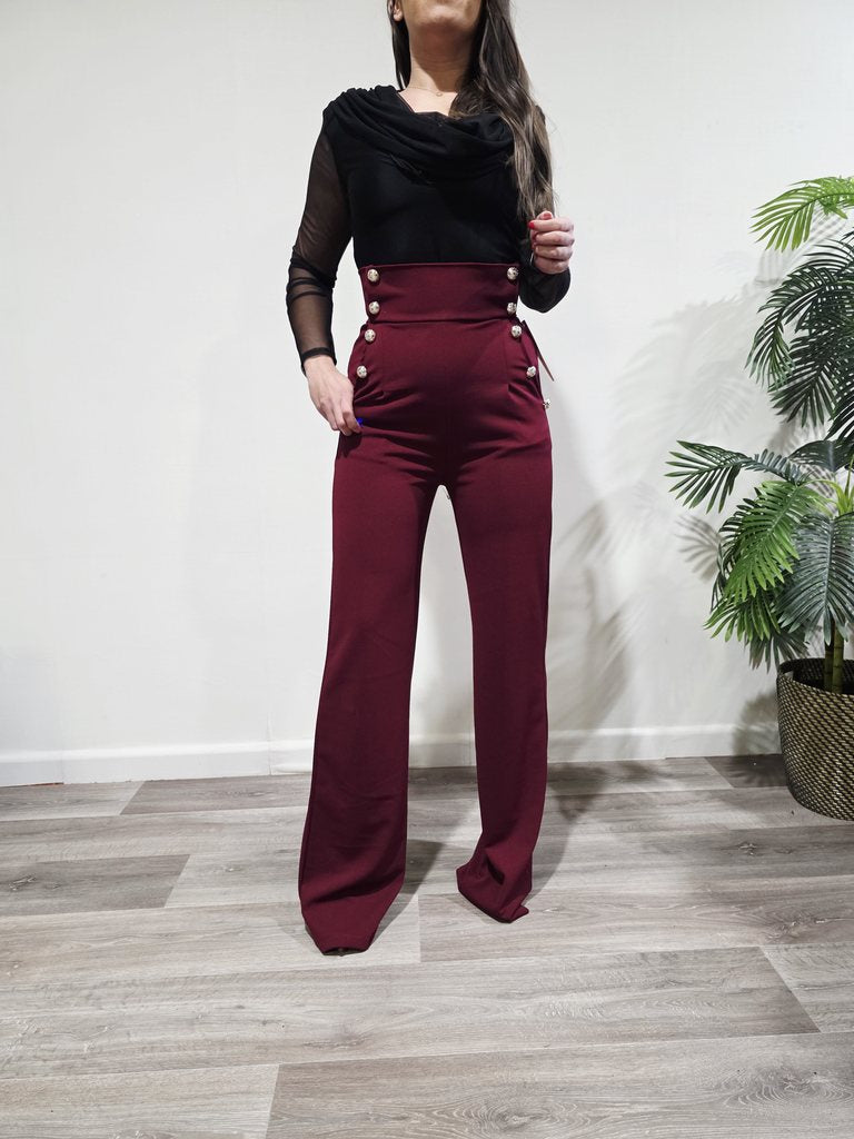 Pantalón Botonadura Burdeos