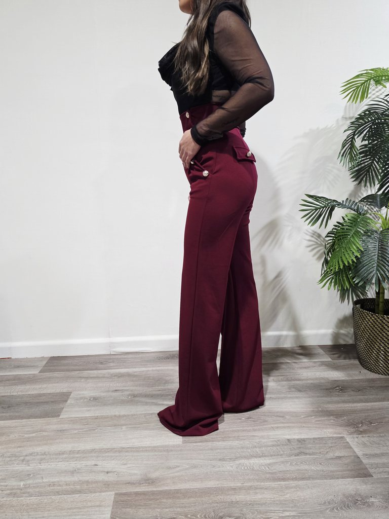 Pantalón Botonadura Burdeos