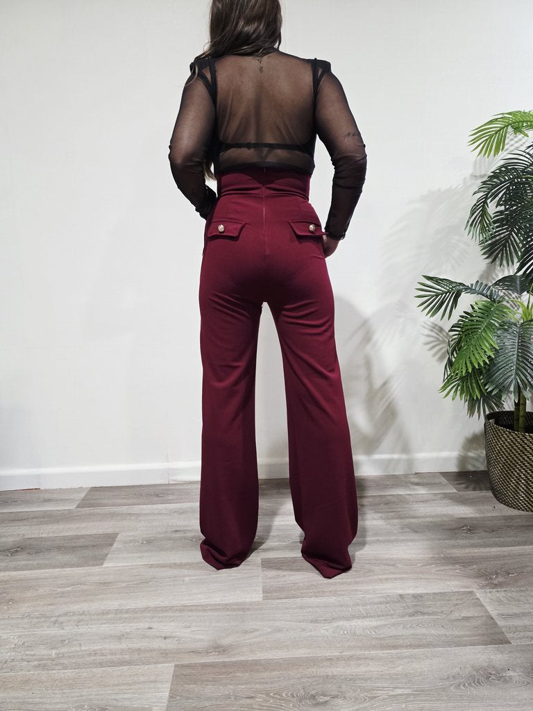 Pantalón Botonadura Burdeos