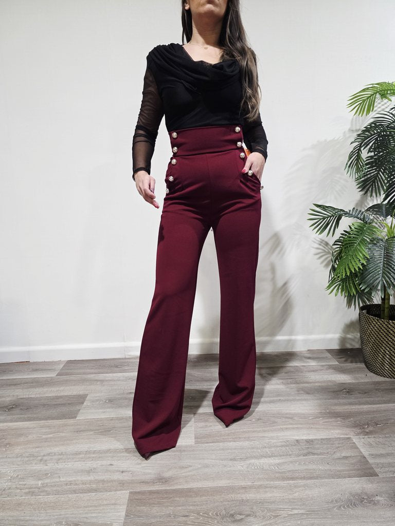 Pantalón Botonadura Burdeos