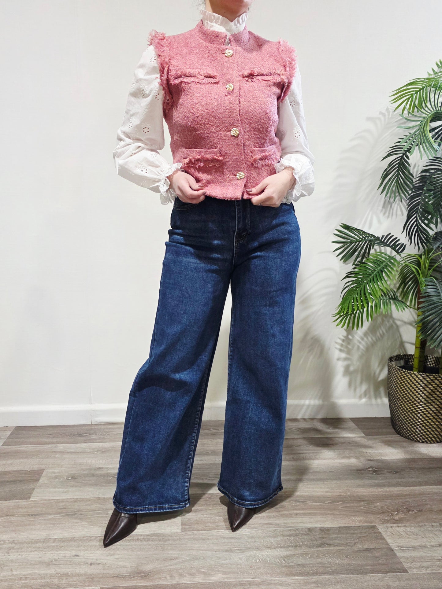 Chaleco Tweed Rosa