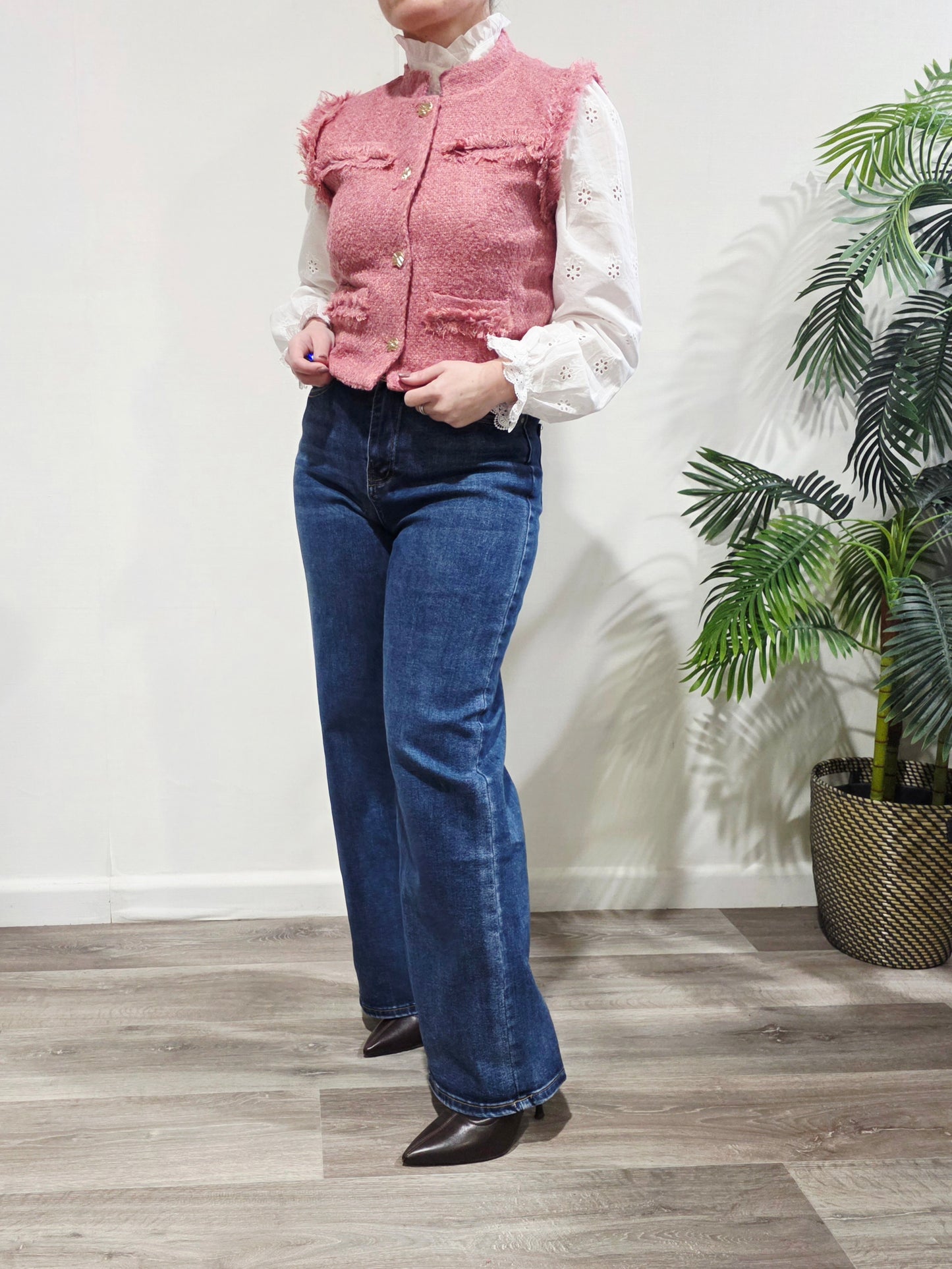 Chaleco Tweed Rosa