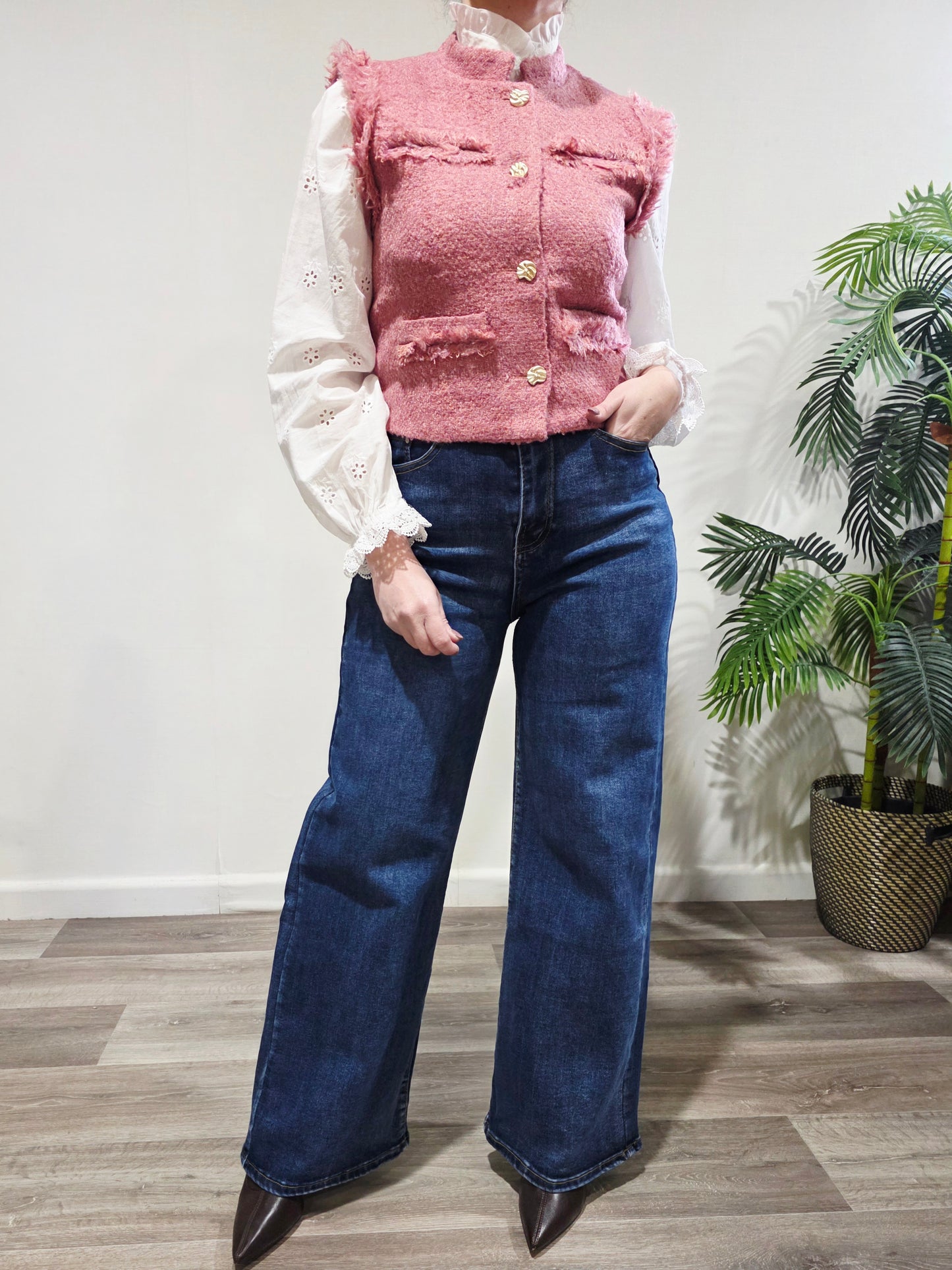 Chaleco Tweed Rosa