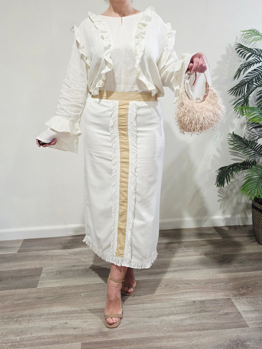 Blusa Volantes Beige