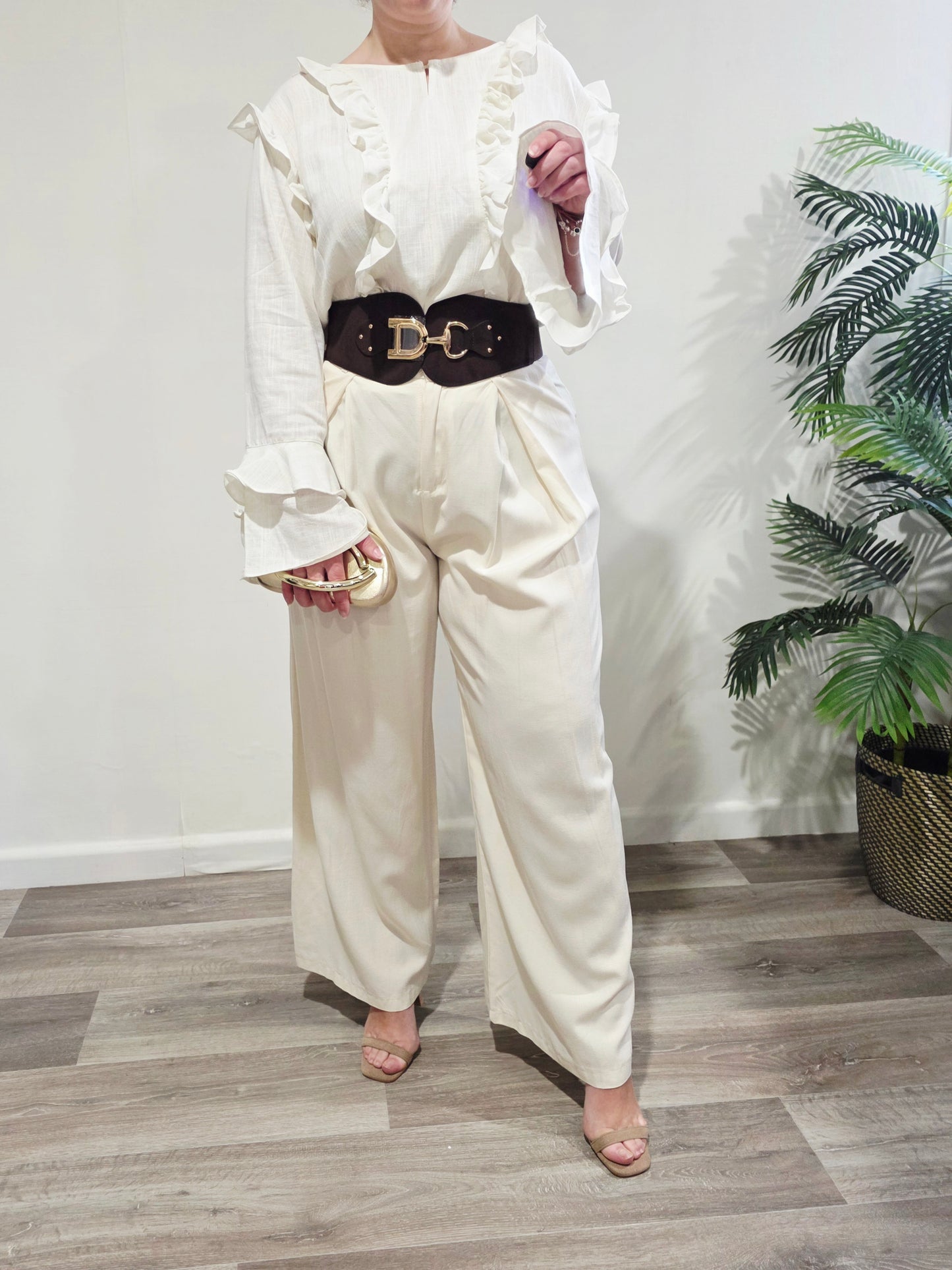 Blusa Volantes Beige