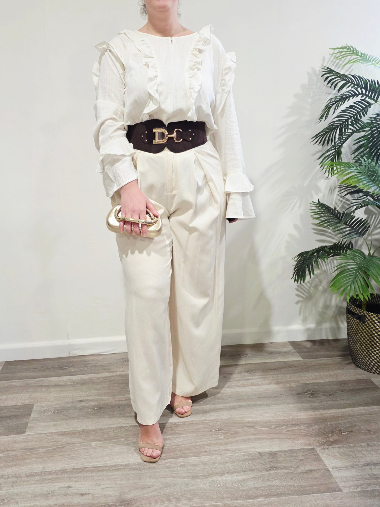 Blusa Volantes Beige
