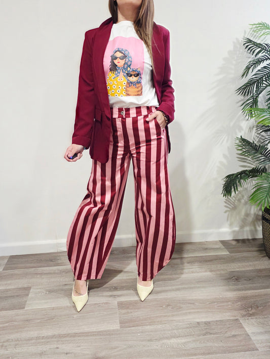 Pantalón Rayas Fucsia