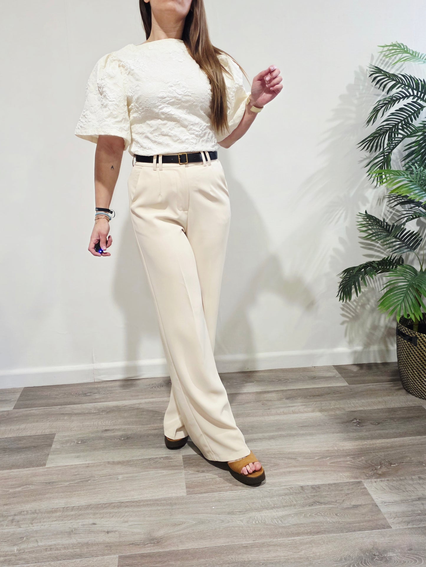 Blusa Jacquard Beige