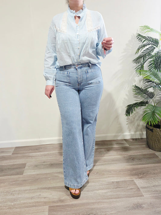 Blusa Celeste Bordado