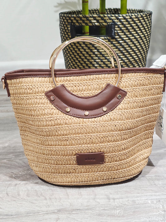 Bolso Rafia Asa Metal