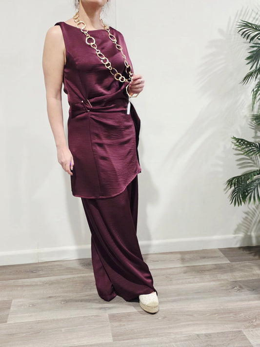 Conjunto Satinado Burdeos