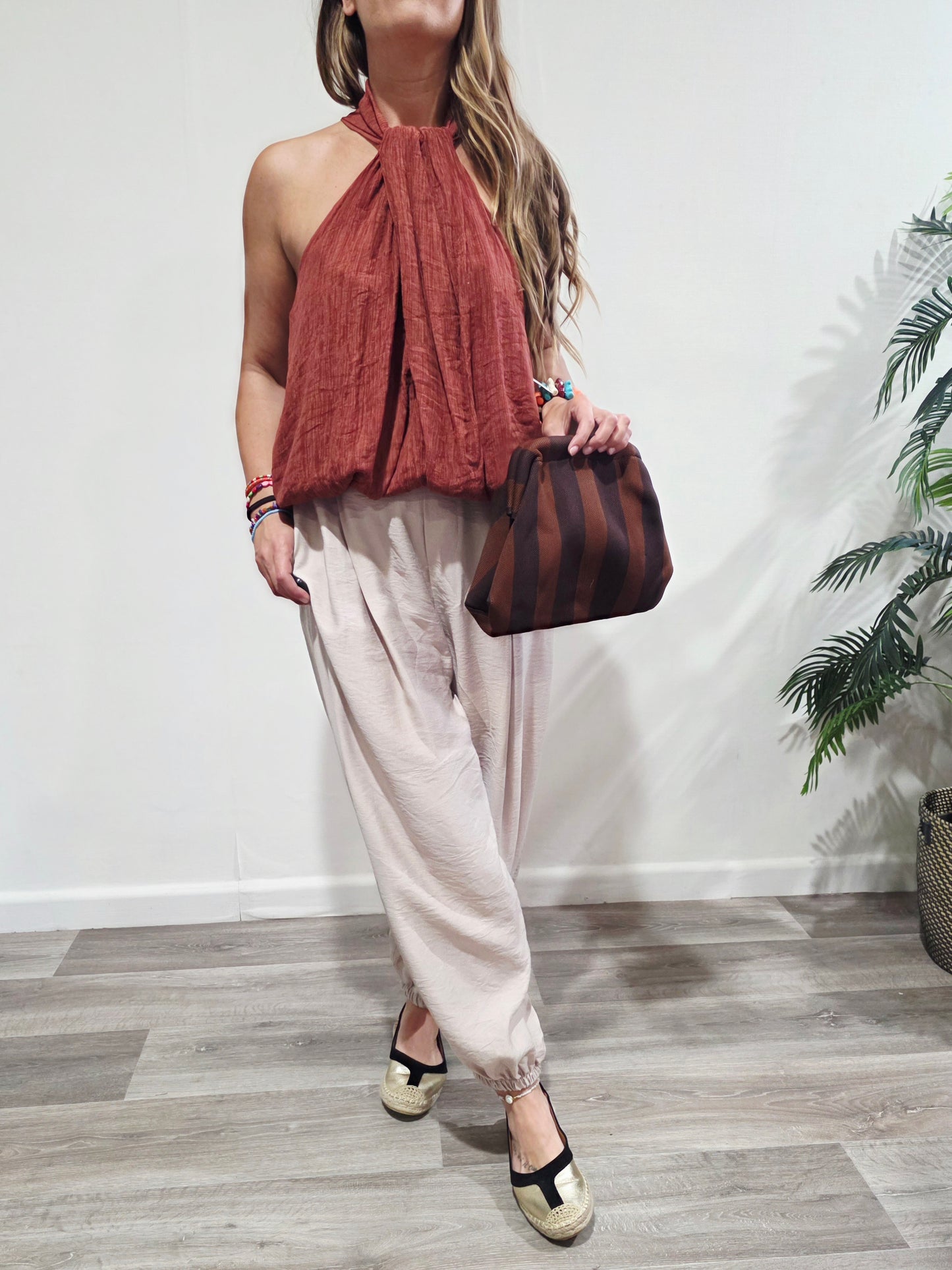 Top Halter Arrugado