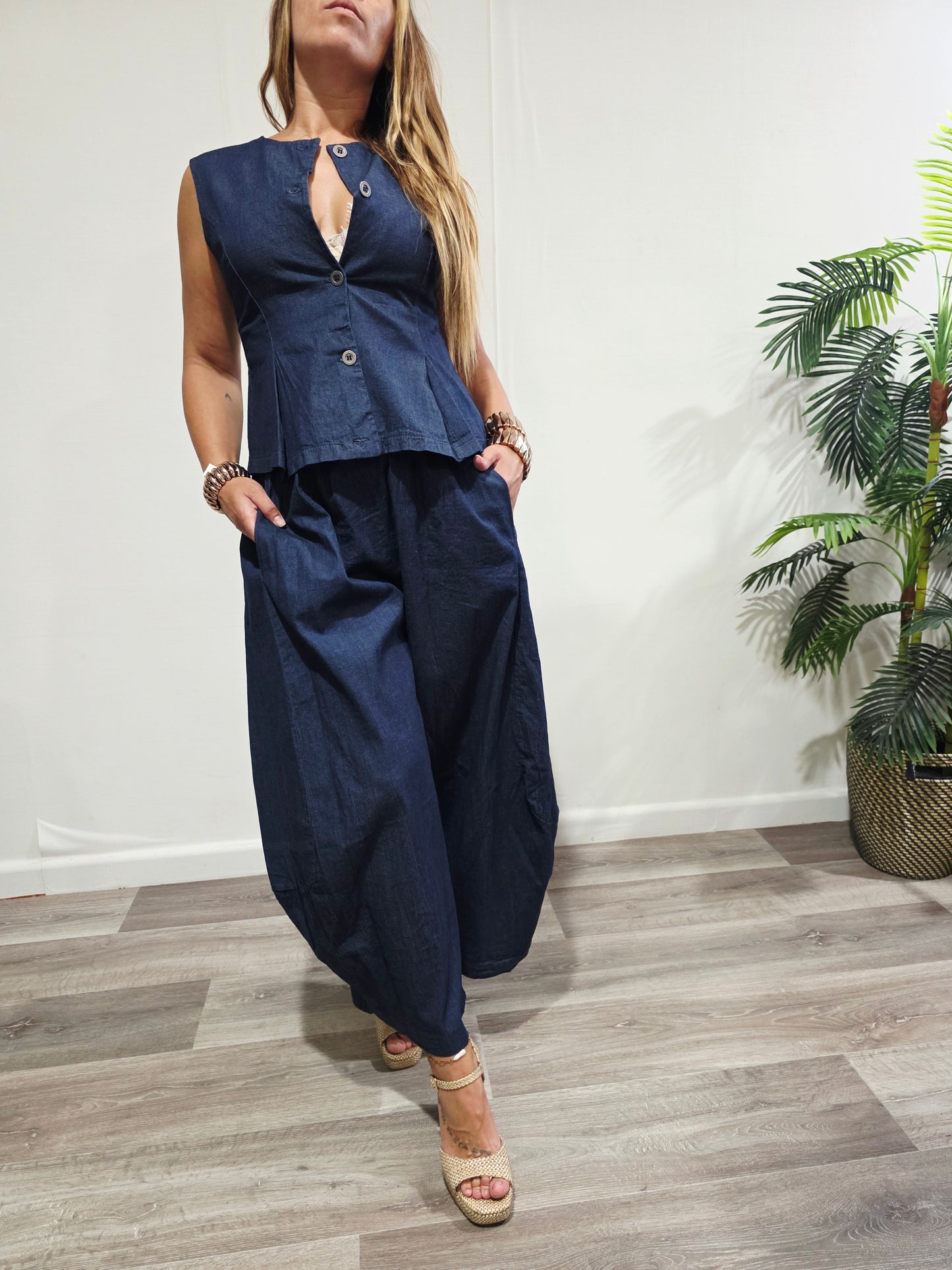Chaleco Peplum Denim