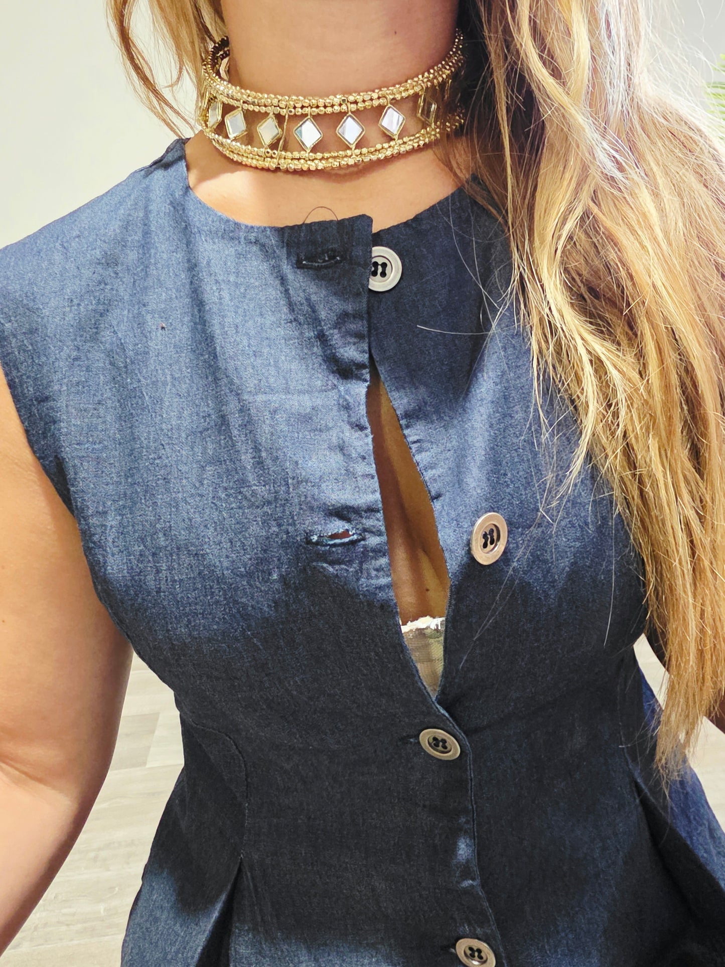 Chaleco Peplum Denim