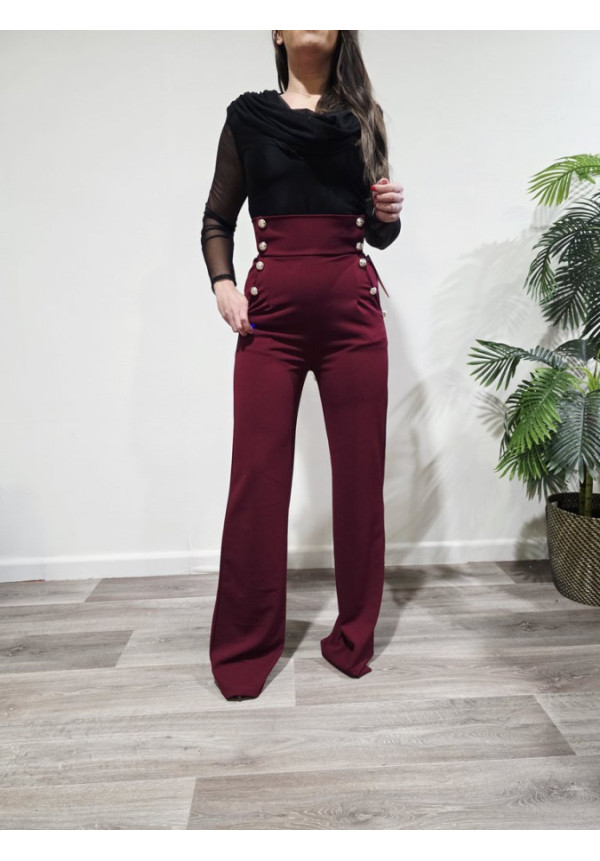 Pantalón Botonadura Burdeos