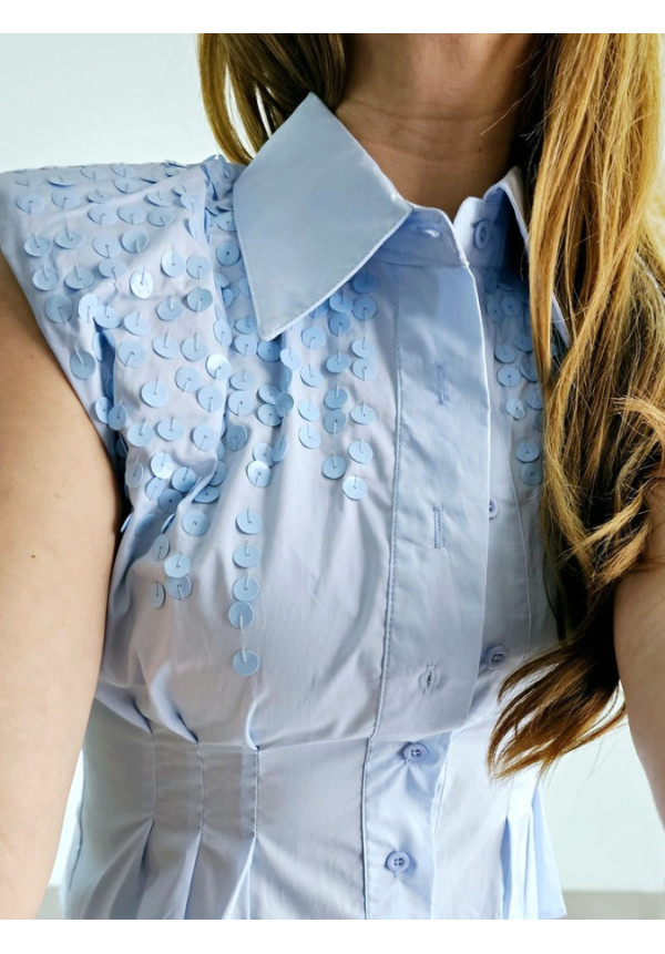 Blusa Lentejuelas Celeste