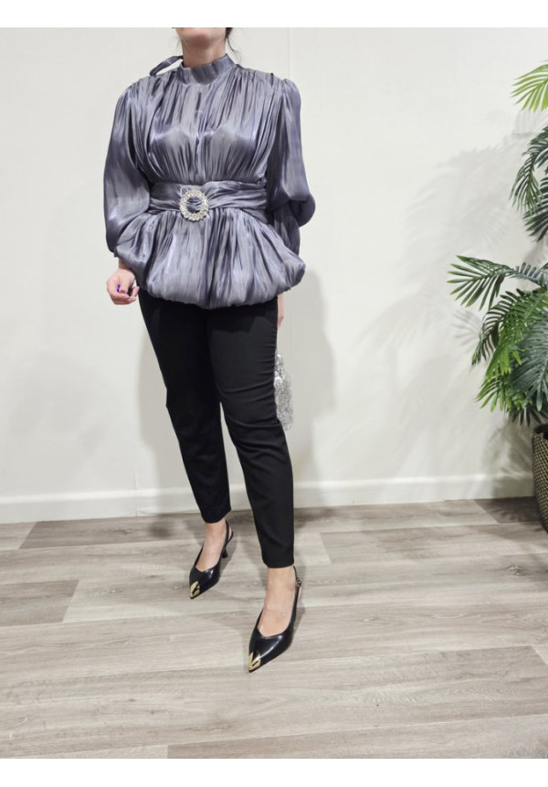 Blusa Satin Luxury Gris