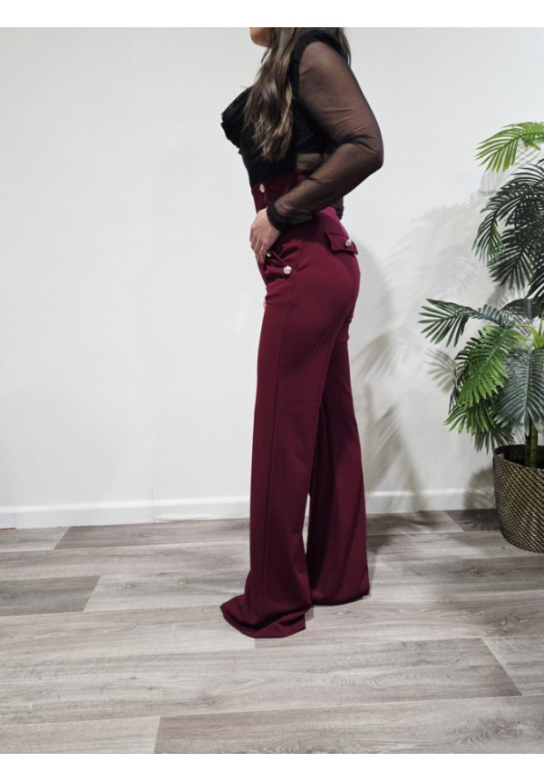Pantalón Botonadura Burdeos