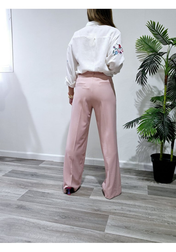 Pantalón Recto Rosa 