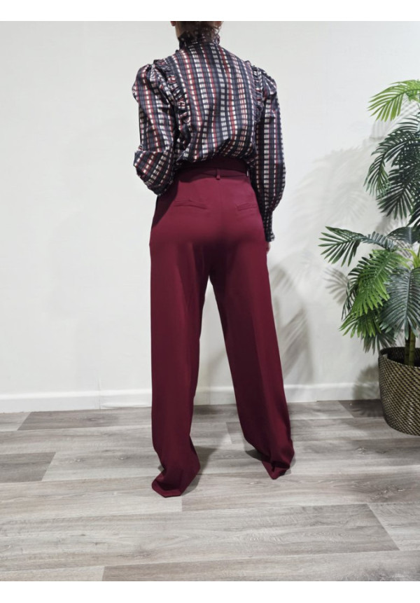Pantalón Wide Fit Burdeos