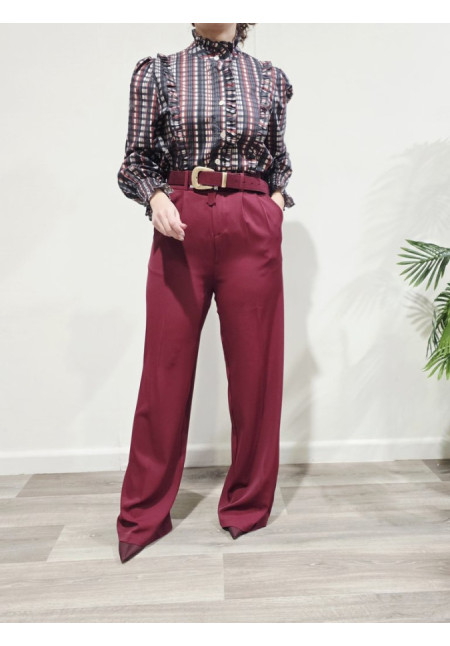 Pantalón Wide Fit Burdeos