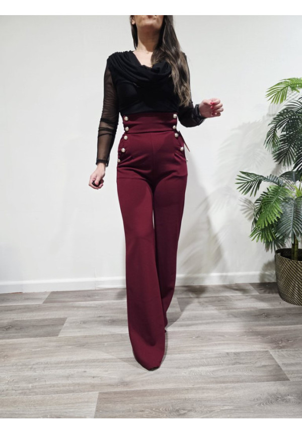 Pantalón Botonadura Burdeos