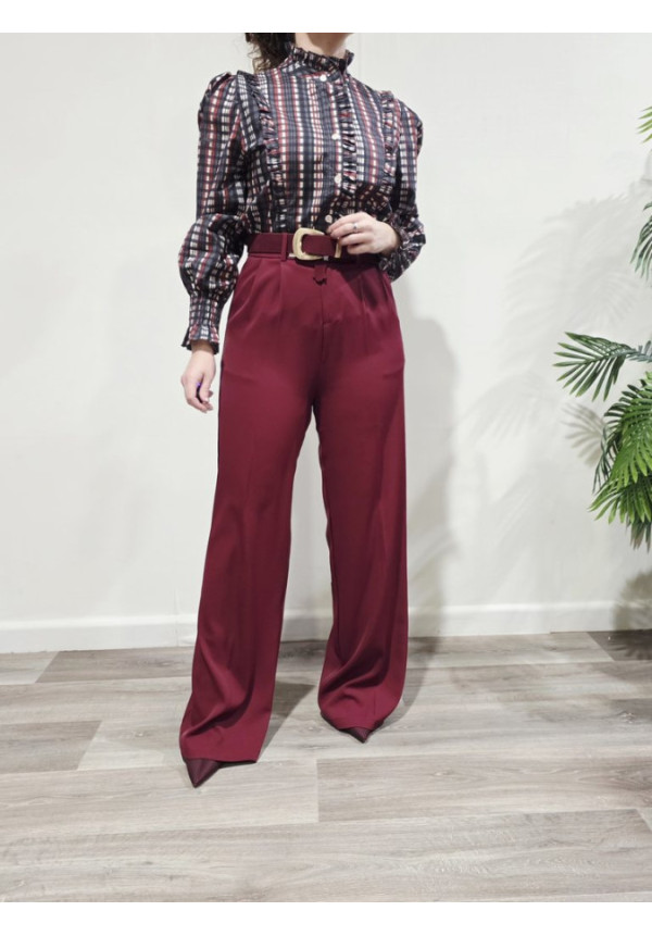 Pantalón Wide Fit Burdeos